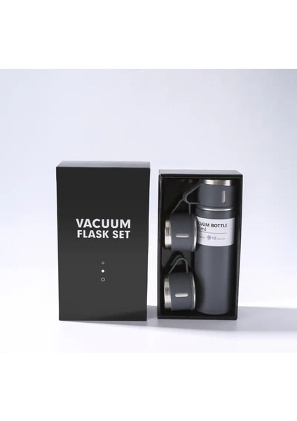 3 Bardaklı 500 cl Termos Pembe Renkli Içecek 500 ml Paslanmaz Çelik Pembe 12 Saat Kutulu