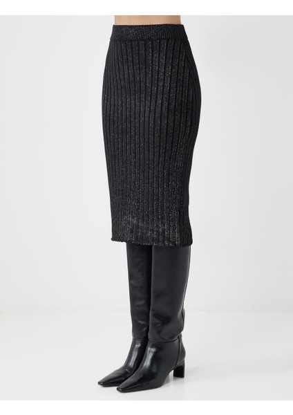 Siyah Normal Bel Pamuklu Midi Triko Etek fırsatları