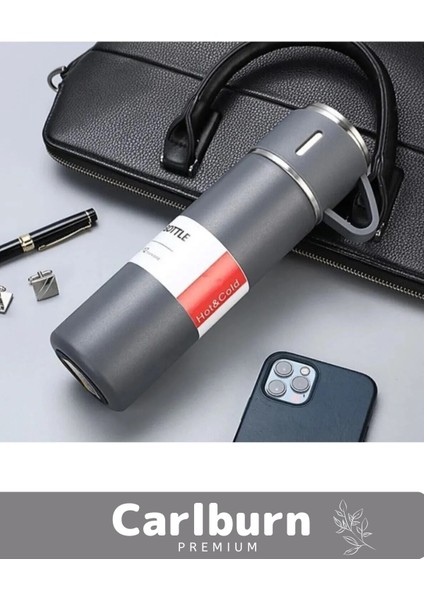 Özel Üretim Paslanmaz Çelik 3 Bardaklı Soğuk Sıcak Termos Vakumlu Termos Set Çanta Hediyeli 550 ml > indirimleri