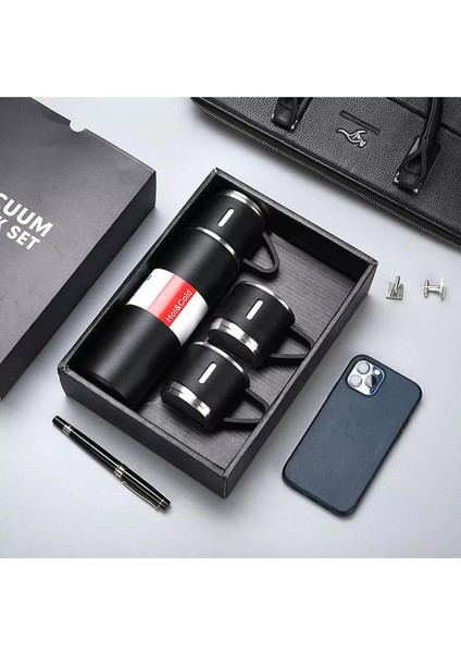 Vacuum Çelik Termos 3 Bardakli 500 ml Içecek 500 ml Çelik Pembe 12 Saat Kutulu fiyatları