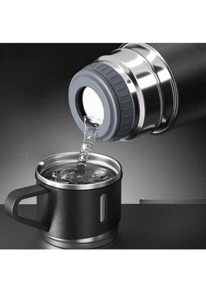 Vacuum Çelik Termos 3 Bardakli 500 ml Içecek 500 ml Çelik Pembe 12 Saat Kutulu indirimleri