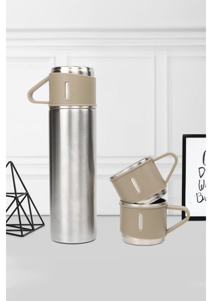 Özel Kutusunda 3 Bardaklı 500 ml Çelik Termos 0,50 L Içecek Paslanmaz Çelik Pembe 12 Saat Kutulu fiyatları