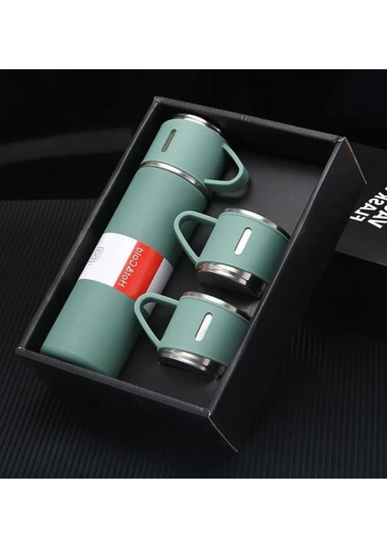 Termos Paslanmaz Çelik 3 Bardaklı Siyah Renk Set Içecek 500 ml Paslanmaz Çelik Siyah 12 Saat fiyatları