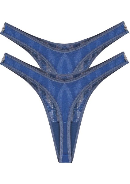 Kadın Lacivert Payet Detaylı 2'li Tanga Slip