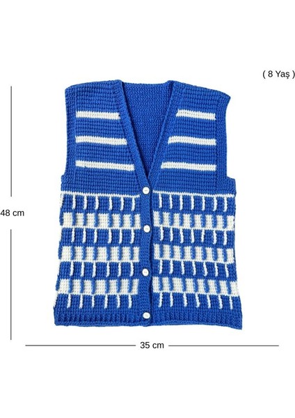 6565 El Örgüsü Şerit Desenli Örgü Yelek - 8 Yaş fiyatları