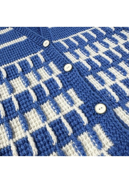 6565 El Örgüsü Şerit Desenli Örgü Yelek - 8 Yaş modelleri