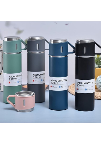 500 ml Çelik Termos 3 Bardaklı Set Premium Kahve Termosu Çay Termosu Hediye Çantalı fırsatları