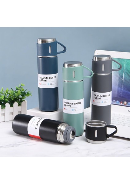 500 ml Çelik Termos 3 Bardaklı Set Premium Kahve Termosu Çay Termosu Hediye Çantalı indirimleri