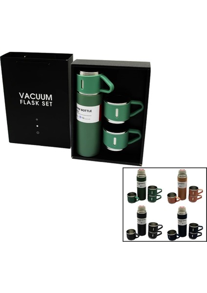 Sıcak Tutan Termos 500ML 3 Bardaklı Premium Paslanmaz Çelik Kahve Termosu Hediye Çantalı fiyatları