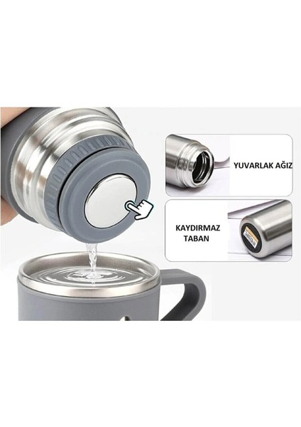 Paslanmaz Çelik Termos 3 Bardaklı Termos >550 ml Içecek Paslanmaz Çelik Pembe 12 Saat