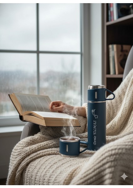 Sıcak Tutan Termos 500ML 3 Bardaklı Set Premium Paslanmaz Çelik Kahve Termosu Çay Termosu Çantalı