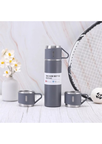3 Bardaklı Termos Set 500ML A+ Kalite Çelik Termos Kahve Çay Termosu Çantalı Hediye fiyatları