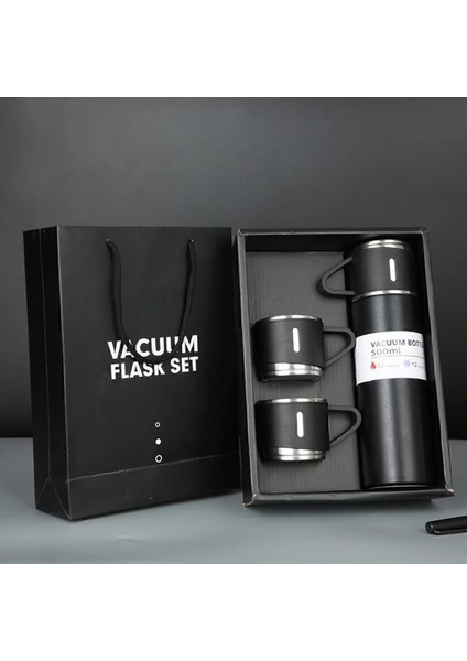 3 Bardaklı Termus, Paslanmaz Çelik Termos, Vakumlu Çanta Hediyeli Termos Içecek 500 ml Paslanmaz Çel