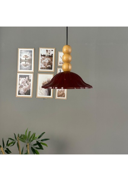 Ralivo Vişne Çürüğü Metal Avize Tekli Ahşap Üç Boncuk Başlık Mutfak Dekoratif Sarkıt Aydınlatma modelleri