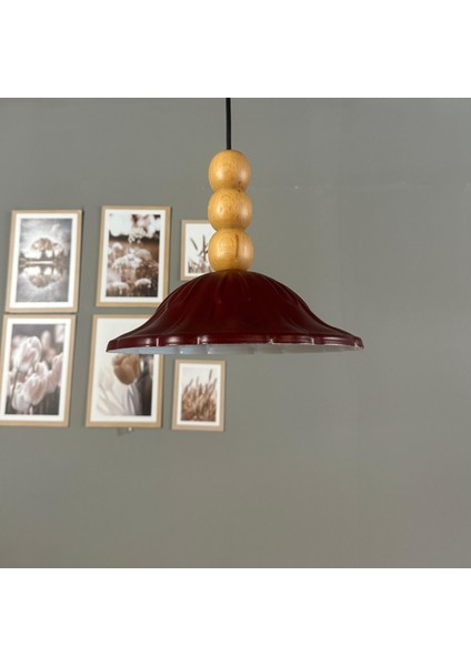 Ralivo Vişne Çürüğü Metal Avize Tekli Ahşap Üç Boncuk Başlık Mutfak Dekoratif Sarkıt Aydınlatma fırsatları