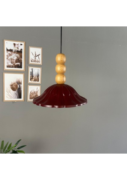 Ralivo Vişne Çürüğü Metal Avize Tekli Ahşap Üç Boncuk Başlık Mutfak Dekoratif Sarkıt Aydınlatma indirimleri