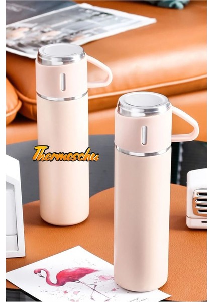 3 Bardaklı Termos 500ML Premium Kalite Paslanmaz Çelik Kahve Çay Termosu Hediye Çantalı