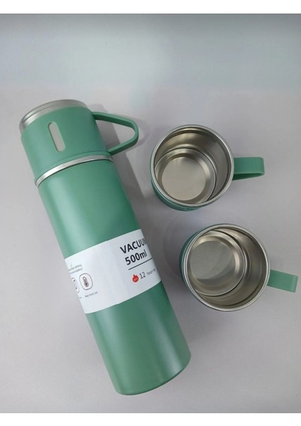 El Termosu 500ML 3 Bardaklı Set Paslanmaz Çelik Kahve Termosu A+ Kalite Hediye Çantalı modelleri