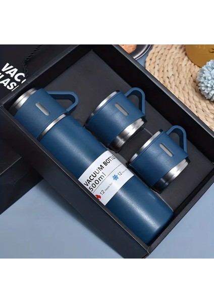Erkek Termos 500ML 3 Bardaklı A+ Kalite Paslanmaz Çelik Kahve Termosu Hediye Çantalı fırsatları