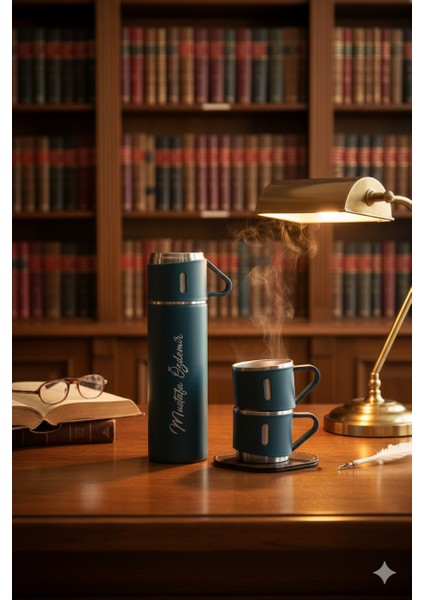 Paslanmaz Çelik Termos 500ML 3 Bardaklı Premium Kahve Termosu Çay Termosu Hediye Çantalı