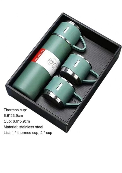 Kişiye Özel Paslanmaz Çelik Termos 3 Bardak Yeşil Renk Çanta fırsatları