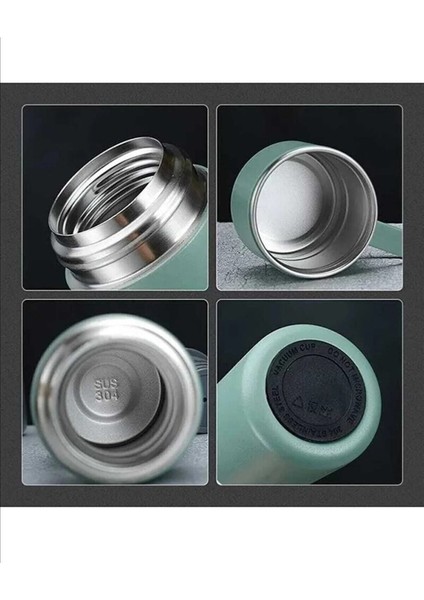 Kişiye Özel Paslanmaz Çelik Termos 3 Bardak Yeşil Renk Çanta