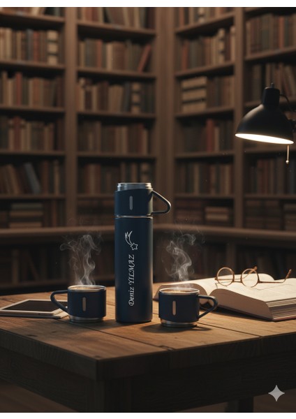 Kamp Termosu 500ML 3 Bardaklı Premium Paslanmaz Çelik Kahve Termosu Çay Termosu Çantalı