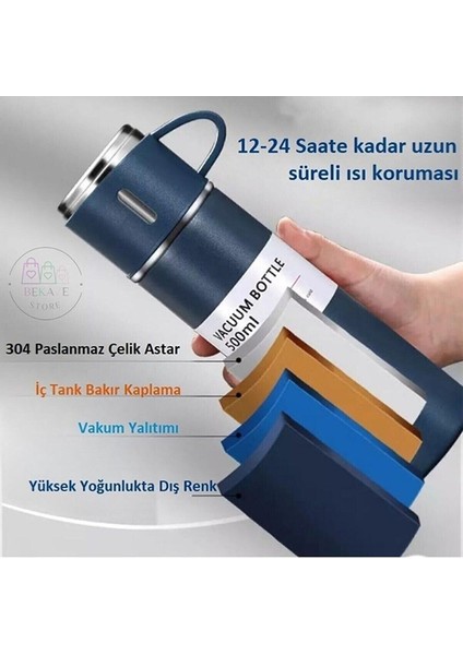 Bardaklı Termos 500ML A+ Kalite 3 Bardaklı Set Paslanmaz Çelik Kahve Termosu Çanta Hediye modelleri
