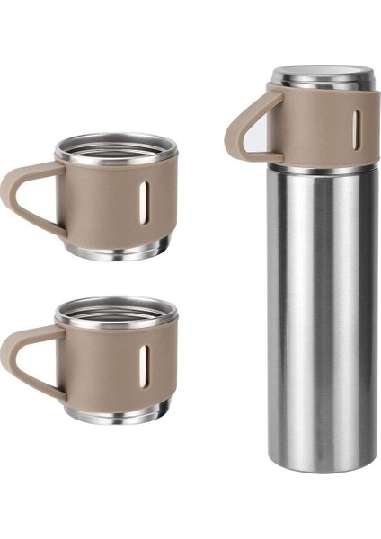 Termos Seti 3 Bardaklı 500ML A+ Kalite Paslanmaz Çelik Kahve Termosu Sıcak Tutan Çantalı