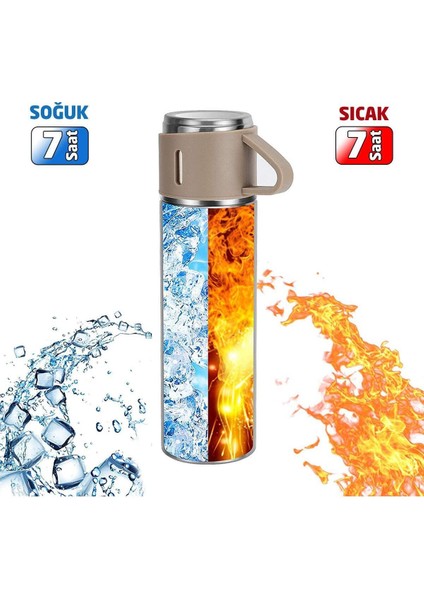 Termos Seti 3 Bardaklı 500ML A+ Kalite Paslanmaz Çelik Kahve Termosu Sıcak Tutan Çantalı modelleri