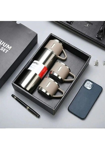 Vacuum Flask Set Hot&cold 3 Bardaklı Termos Çelik 540 ml Mavi fiyatları