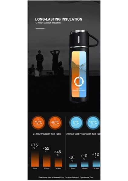 Vacuum Flask Set Hot&cold 3 Bardaklı Termos Çelik 540 ml Mavi modelleri