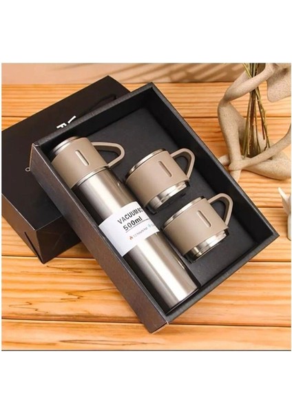 Vacuum Flask Set Hot&cold 3 Bardaklı Termos Çelik 540 ml Mavi fırsatları