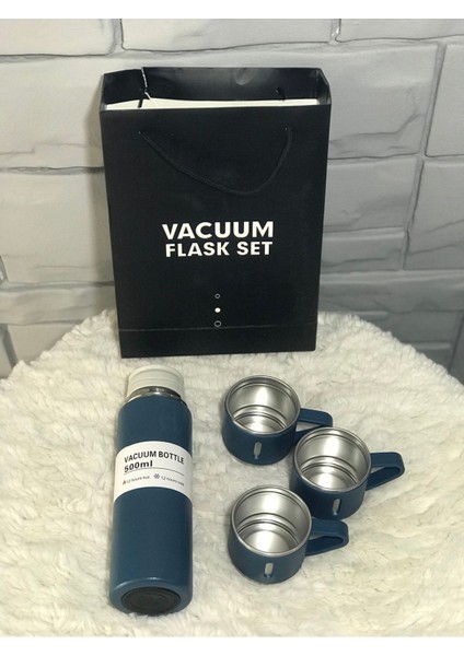 Paslanmaz Çelik Termos 3 Bardaklı Termos Seti Vakumlu Termos Set Termos1 Çelik Siyah fiyatları