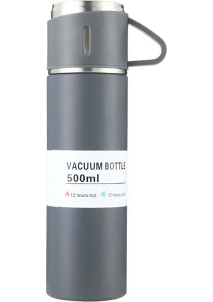 Premium 3 Bardaklı Çay Termosu 500ML Paslanmaz Çelik Kahve Termosu Çantalı Termos Seti fırsatları