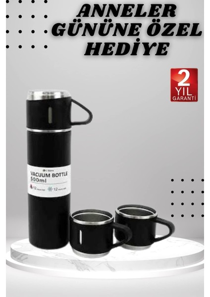 Termos Seti 500ML 3 Bardaklı A+ Kalite Paslanmaz Çelik Kahve Çay Termosu Hediye Çantalı fiyatları