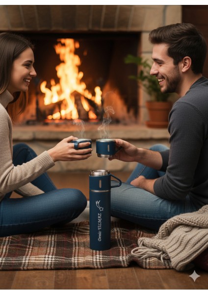 3 Bardaklı Çelik Paslanmaz Çelik >550 ml Mavi