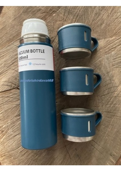 Çantalı 500ML 3 Parça Bardaklı Çelik Termos Seti (4767) - MWS4536-9749 0,89 L Çelik Çok Renkli