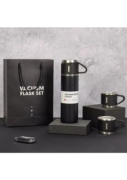 3 Bardaklı 500ML Termos Seti A+ Kalite Paslanmaz Çelik Kahve Çay Termosu Hediye Çantalı fırsatları