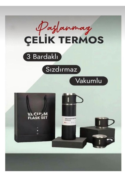 Nisa Toys Termos Kamp Piknik Için Ideal 3bardaklı 500ML Termos Sıcak ve Soğuk Tutan Cay ve Içeçek Pa fiyatları