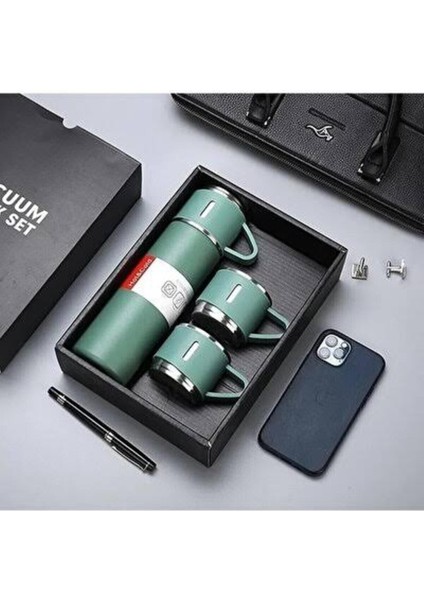 3 Bardaklı Termos Set 500ML A+ Kalite Çelik Termos Kahve Çay Termosu Hediye Çantalı modelleri