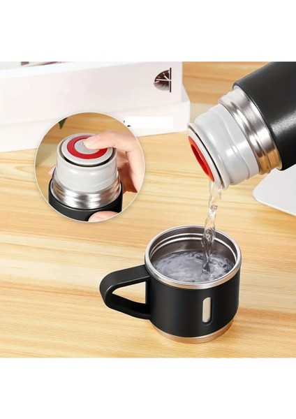 Paslanmaz Çelik Termos Renkli 3 Bardaklı 500 ml Kutulu Set Içecek 500 ml Metal Yeşil 6 Saat Kutulu C fiyatları