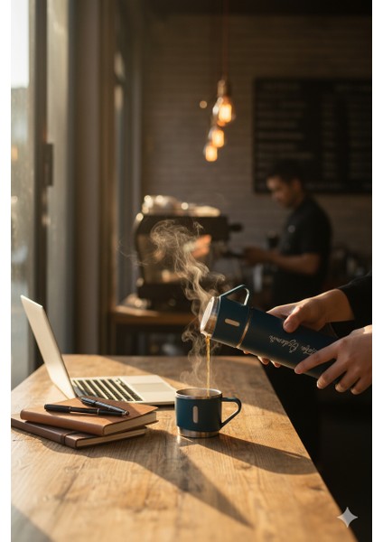 Küçük Termos 500ML 3 Bardaklı A+ Kalite Paslanmaz Çelik Kahve Termosu Çantalı Hediye