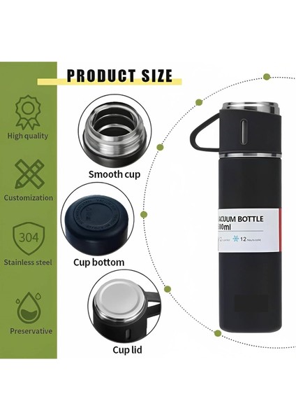 Çelik Termos 500ML 3 Bardaklı Sıcak Tutan Kahve Termosu Premium A+ Kalite Hediye Çantalı modelleri