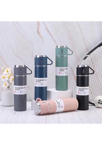 Çelik Termos 500ML 3 Bardaklı Sıcak Tutan Kahve Termosu Premium A+ Kalite Hediye Çantalı indirimleri