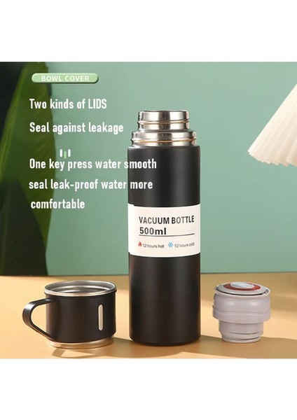 Paslanmaz Çelik 3 Bardaklı Vakumlu Termos Set 500 Ml, 12 Saate Kadar Isı Koruma Termos Içecek 500 ml indirimleri