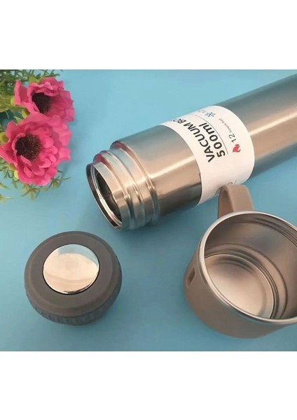 3 Bardaklı Çelik Termos 0,50 L Içecek Çelik Siyah 12 Saat indirimleri