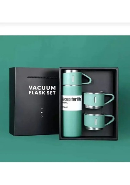 Vacuum Termos Paslanmaz Çelik 500 ml Sıcak-Soğuk Termos Seti 3 Bardaklı 0,50 L Içecek Paslanmaz Çeli fırsatları