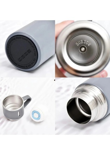 Stainless Steel Vacuum Flask Paslanmaz Çelik Bardaklı Termos 3 Bardaklı 500 ml 0,55 L Çelik Lacivert fırsatları