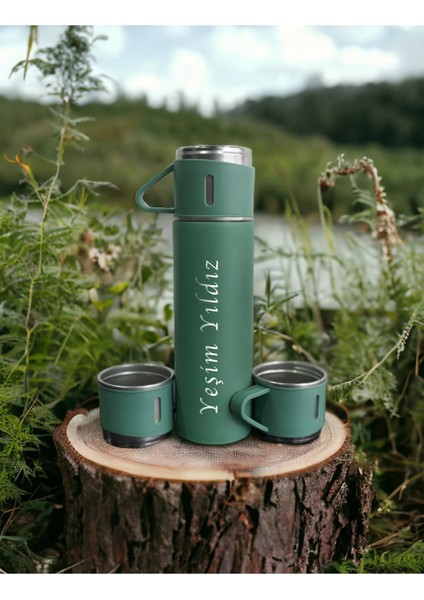 Çantalı 500ML 3 Parça Bardaklı Çelik Termos Seti (4767) - ECK4536-9749 0,89 L Çelik Çok Renkli